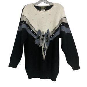 Vintage 80s Angora Sweater XL Modern Cozy Statement Oversize Meryl Jeran Couture